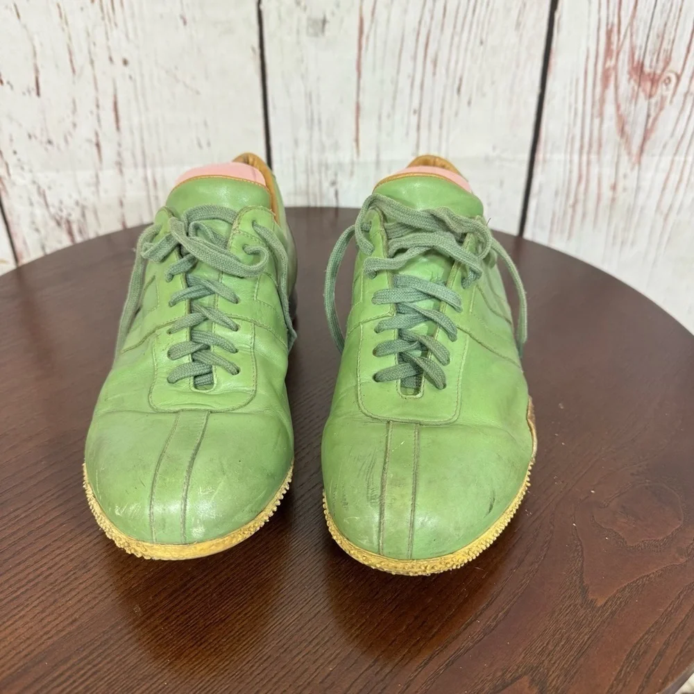 BALLY Green Leather Men's Sneakers in size 8E